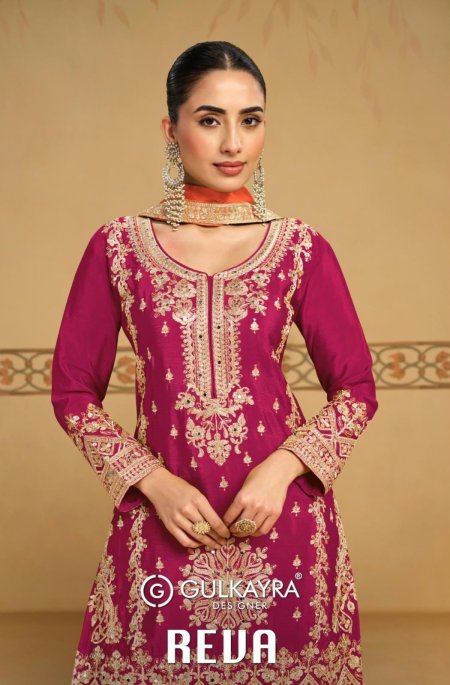 Reva By Gulkayra Real Chinon Embroidery Readymade Suits